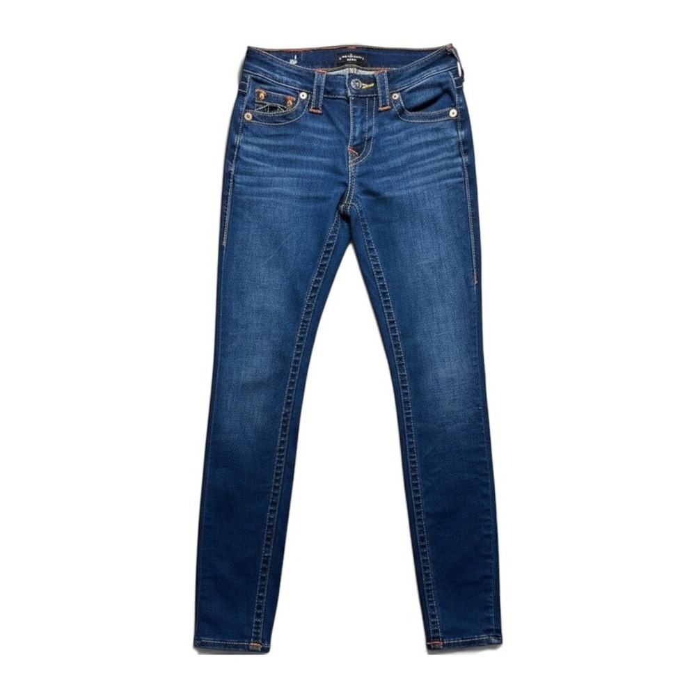 True Religion Women's Size 24 Skinny Jeans Blue Denim Horseshoe Stitch